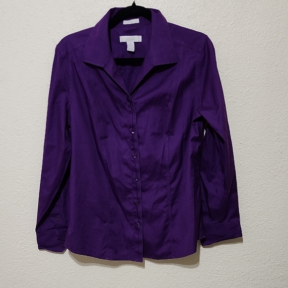 Chico's Tops - Chico's Purple Fitted Long Sleeve Button Down Shirt
